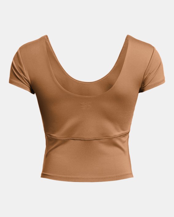 Women's UA Meridian Fitted Short Sleeve, Brown, pdpMainDesktop image number 5